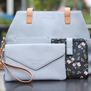 Milkmaid Goods diaper bag and accessories.